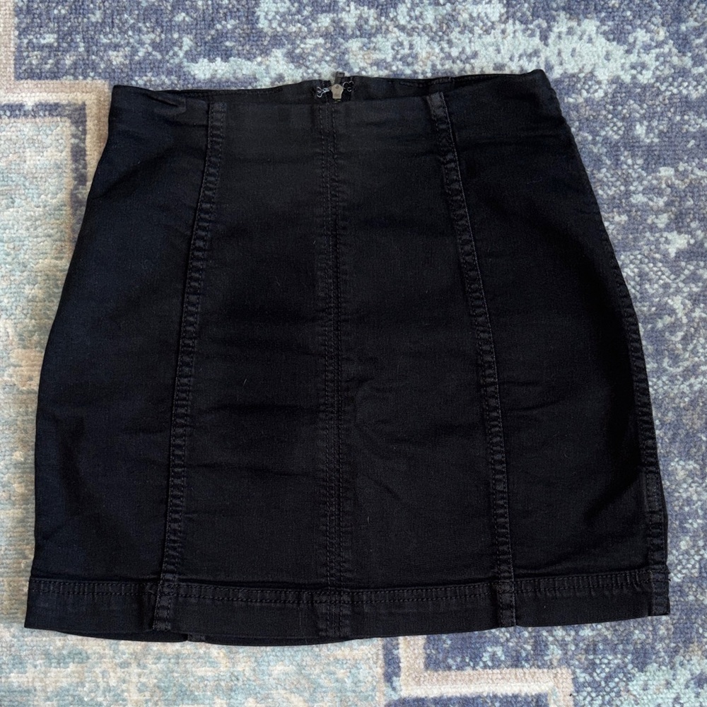 Free People Black Mini Skirt with Panel Seams